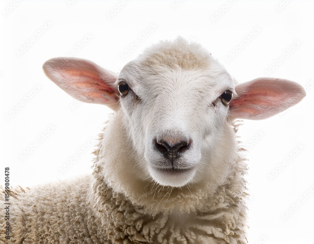 Fototapeta premium white fluffy sheep isolated on white background