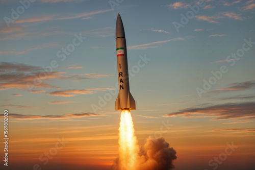 Missile Launched by Iran Soars Through Atmosphere with Exhaust Trail
