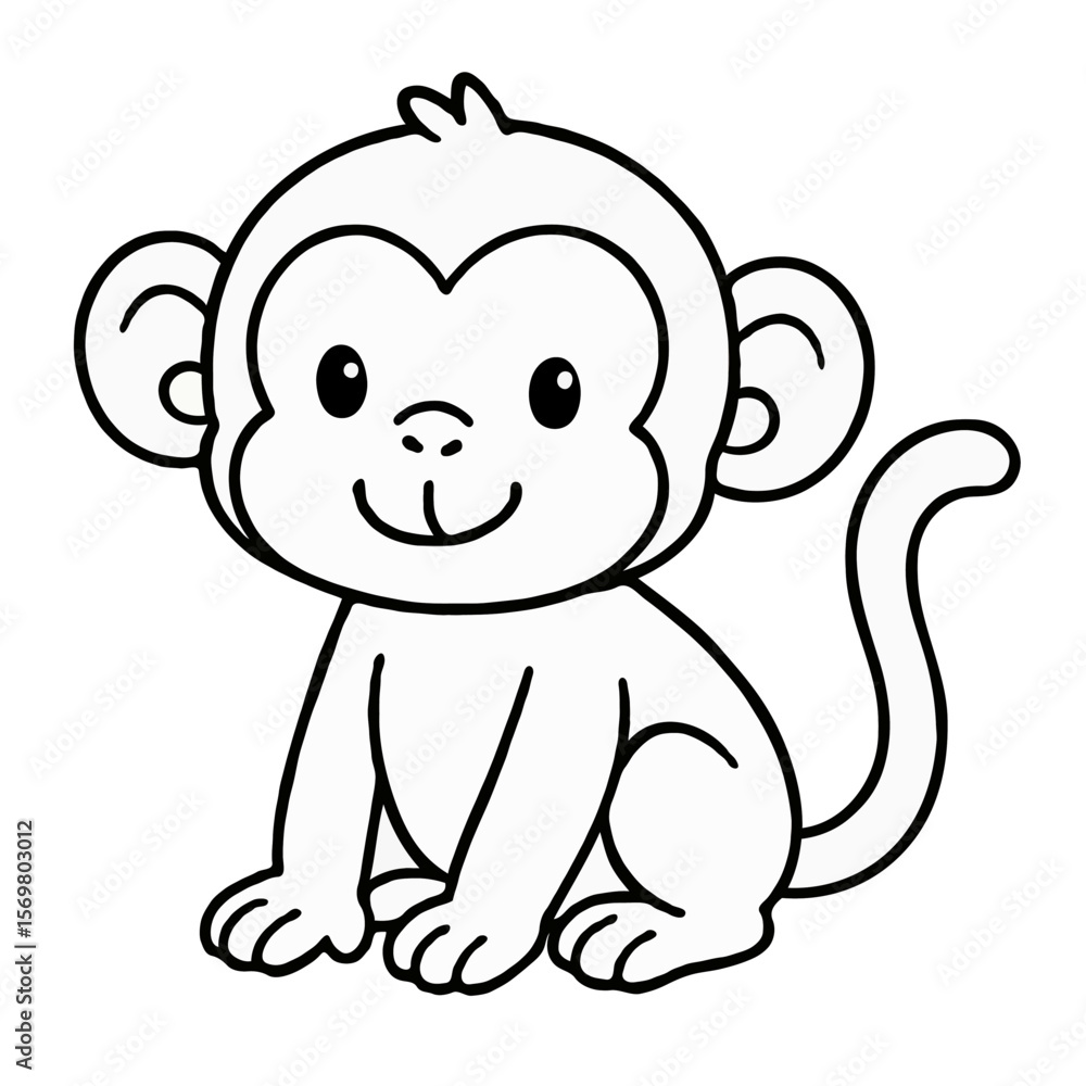 Cute Cartoon Monkey Coloring Page Cute Cartoon Monkey Coloring Page