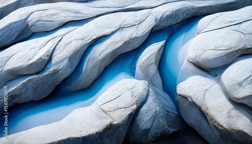 Wallpaper Mural white rock formation with blue recess close up texture and abstract design Torontodigital.ca