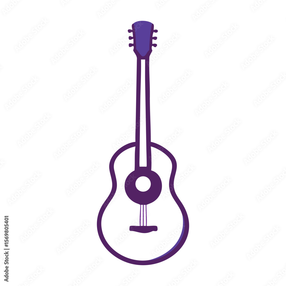 Naklejka premium Guitar Icon – Acoustic or Electric Musical Instrument Vector Illustration