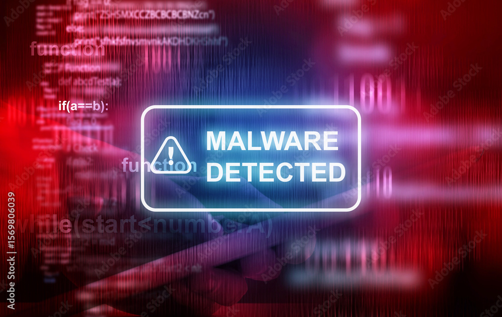 Fototapeta premium Malware attack virus alert , malicious software infection , cyber security awareness training to protect business information from threat attacks 