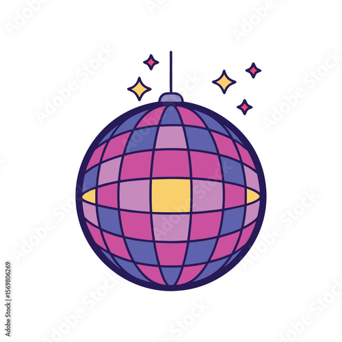 A disco ball colorful vector art illustration