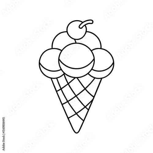 A large ice cream cone coloring book page vector illustration