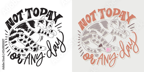 Cute hand drawn doodle lettering quote about Cat. Lettering for t-shirt design, mug print, bag print, clothes fashion. 100% hand drawn vector image.