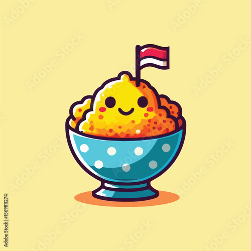 vector style cute unique food monster mascot illustration