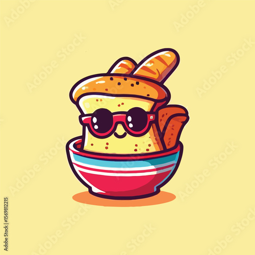 vector style cute unique food monster mascot illustration