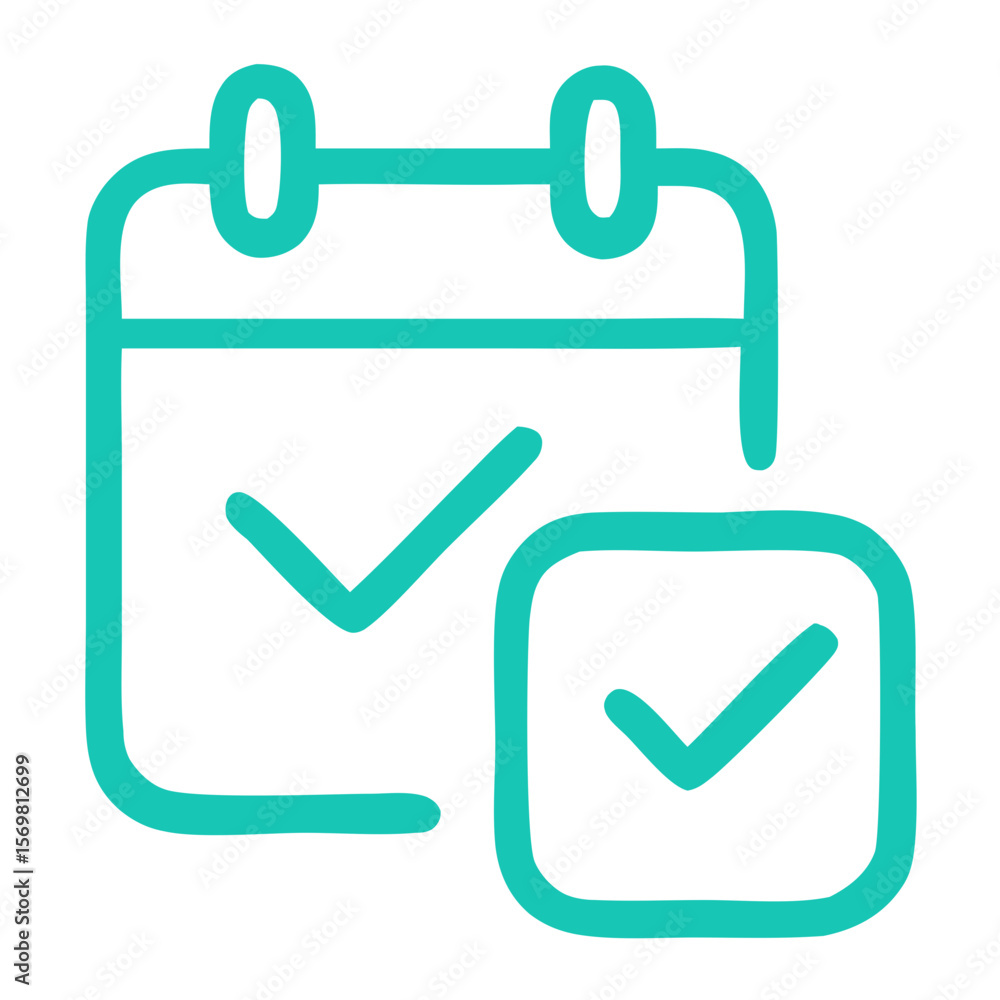 Minimalist Outline Calendar Schedule with Checkmark Task Complete Icon Minimalist Outline Calendar Schedule with Checkmark Task Complete Icon