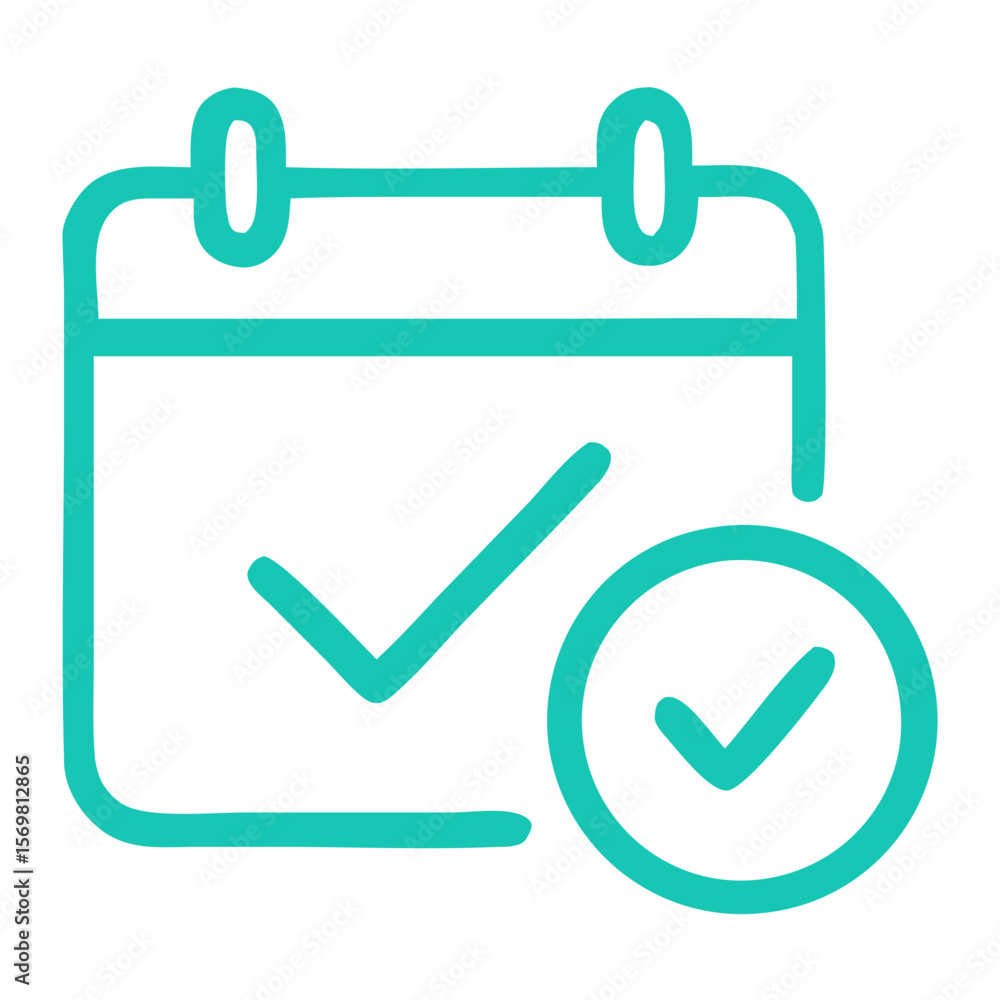 Simple Outline Calendar with Check Mark Sign Shape Icon Isolated Simple Outline Calendar with Check Mark Sign Shape Icon Isolated