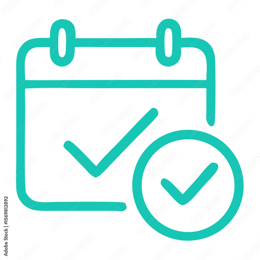 Outline Handdrawn Calendar Checkmark Schedule Event Date Icon Simple Design Outline Handdrawn Calendar Checkmark Schedule Event Date Icon Simple Design