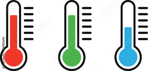 Thermometers vector illustration showing different temperatures hot cold and average weather design