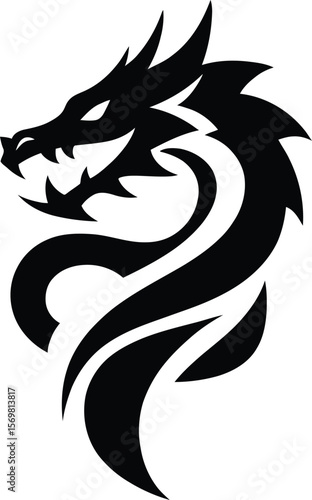 Wallpaper Mural Tribal Dragon Design Fierce, Elegant, and Symbolic Black Ink Tattoo Art Torontodigital.ca