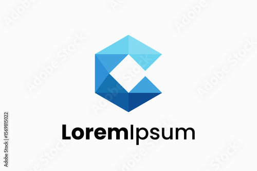 C Blue mosaic Vector Logo Premium 