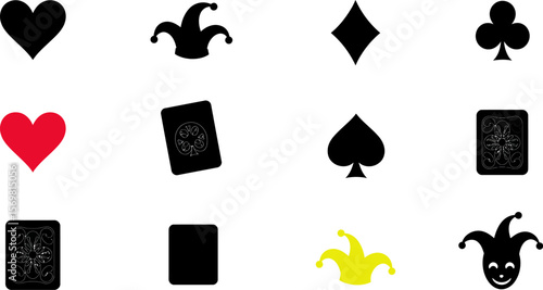 Playing card suits vector illustration for poker game design and casino game design elements vector