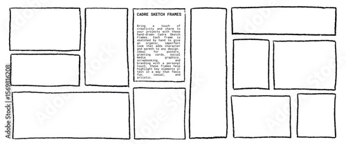 Abstract hand drawn frame box, rectangle or square with brush stroke, pencil line, scribble texture, chalk sketch or marker border for label, photo, vintage card or decorative design