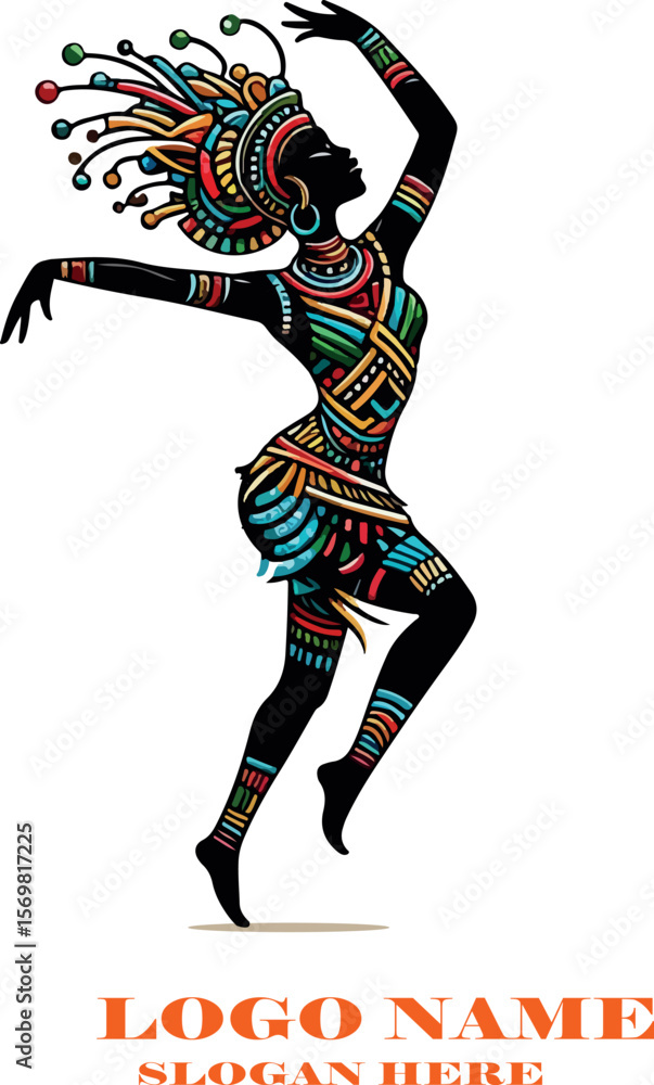 Fototapeta premium African dance vector white background .