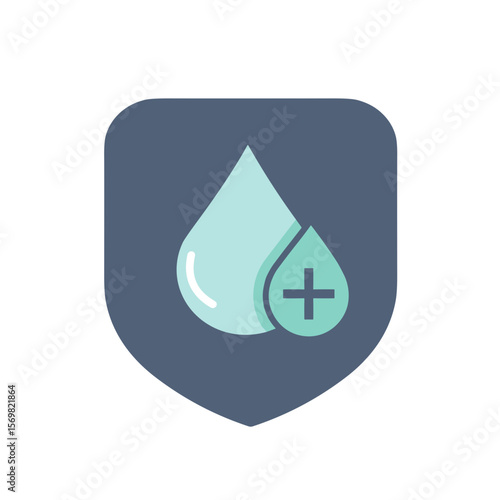 hypoallergenic sign, stylized shield with drop and crosshair, vector image, isolated on transparent background