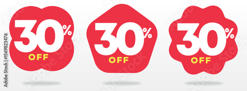 30% off, retail, ticker, marketing, shop, store, promo, price, advertising, special, label, tag, offer, store. Set, vector, icon