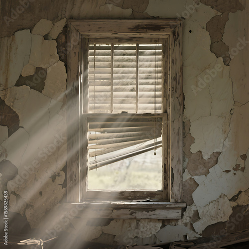 Sunbeams Through a Broken Window in an Abandoned House
