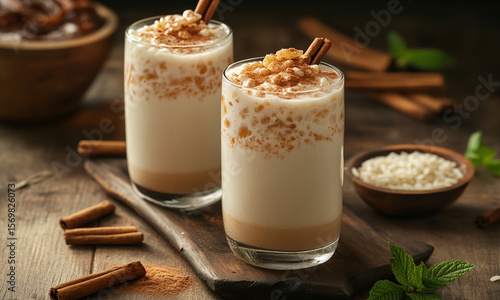 Horchata - A refreshing rice-based drink flavored with cinnamon and vanilla.