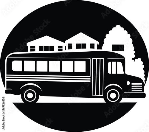 Bus arriving at school vector silhouette  