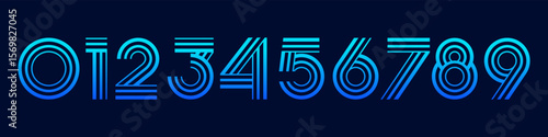 Number set font alphabet vector illustration. Set of modern number 0 to 9 logo designs. In blue color.