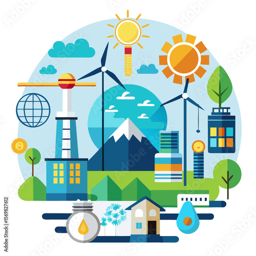 Infographic illustrating various renewable energy sources and their benefits