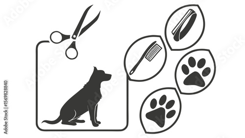 Pet Business Silhouette Logo Pack — Minimal Icons of Groomer, Walker, Trainer & Clinic Signs for Branding Projects

