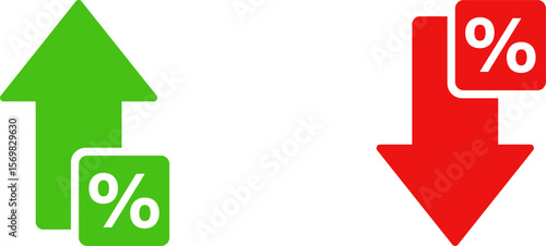 Up and down percentage, interest rate mark with arrow vector design