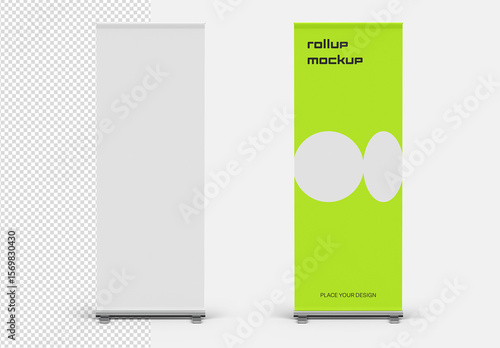 Roll Up Stand Advertising Banner Sign Mockup Isolated