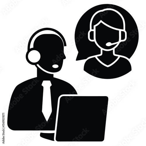 Customer Support Representative Providing Assistance Via Video Call for Remote Collaboration and Communication Solutions in Business