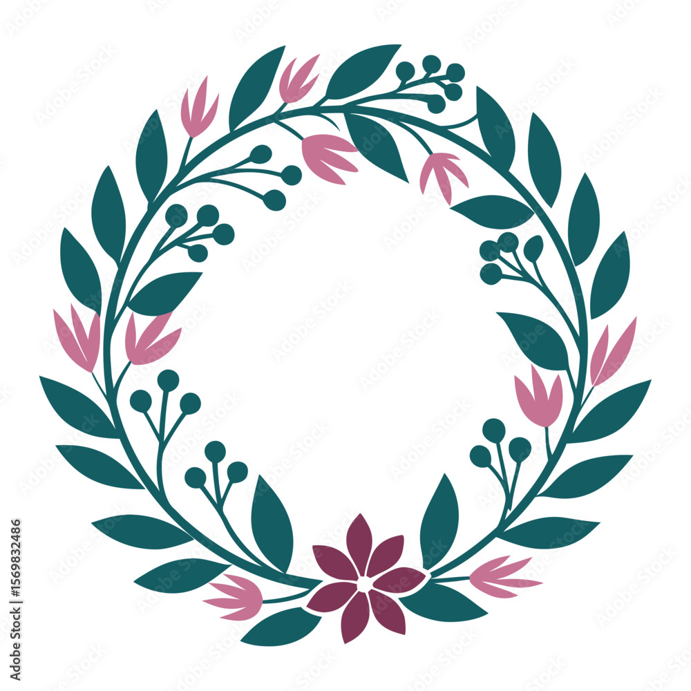 Intricate Floral and Berry Wreath Design Intricate Floral and Berry Wreath Design