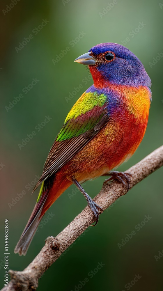 Colorful bird perched on branch Colorful bird perched on branch