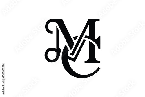 A monogram logo with the letters m v c and t intertwined in black ink