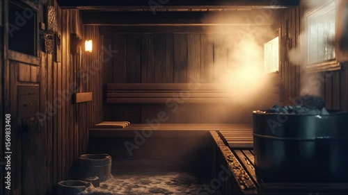 Wallpaper Mural Steam rising in a wooden sauna Torontodigital.ca