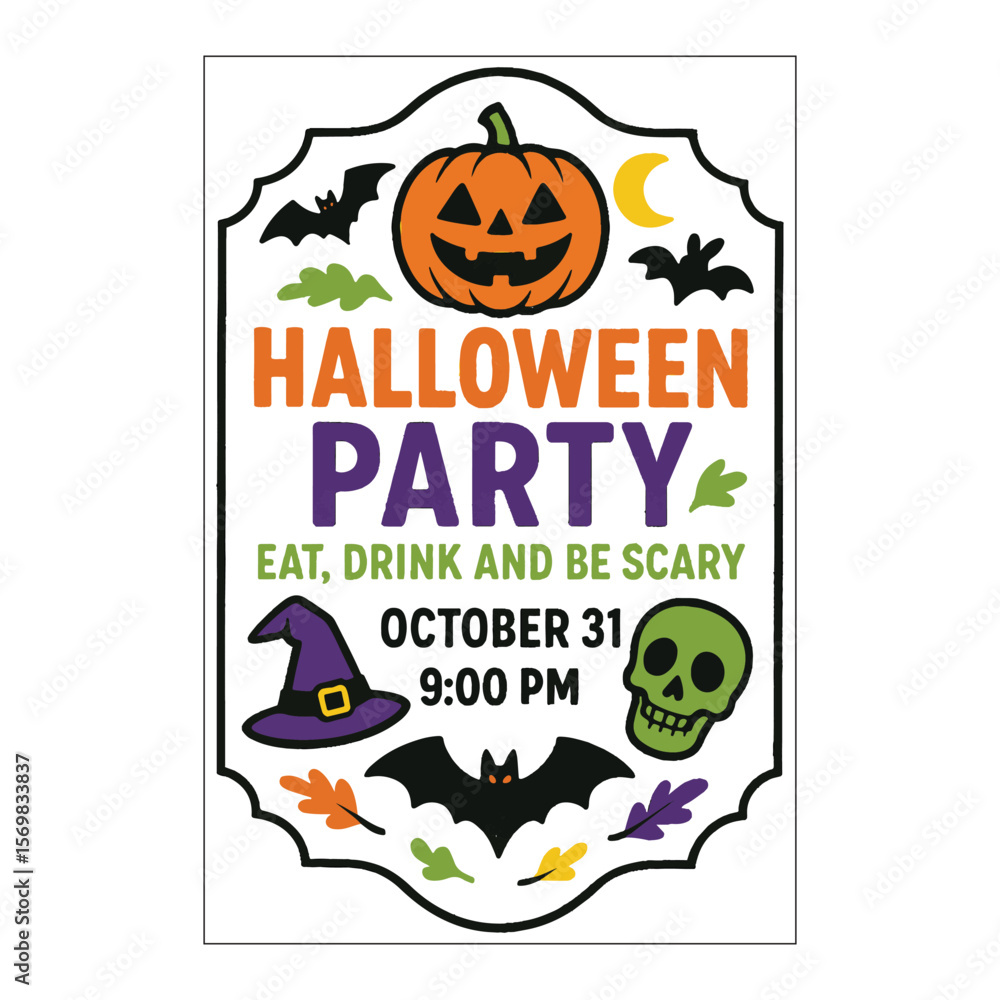Obraz premium Halloween Colored Invitation Label Design