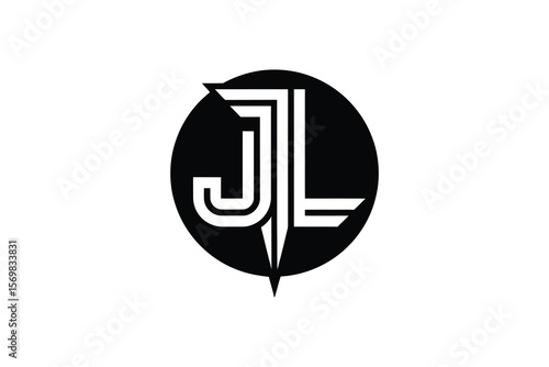 A stylized black and white logo of the letters j and l inside a circle