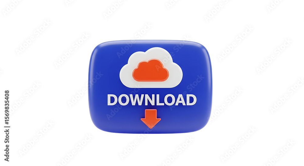 Fototapeta premium Download cloud button icon, downloading from server, mobile app, web application
