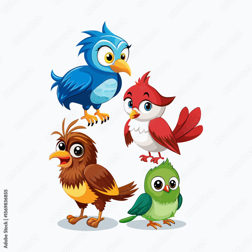 Collection of Playful Cartoon Birds Collection of Playful Cartoon Birds
