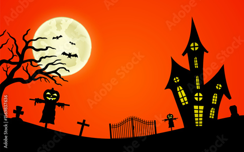Happy Halloween frame background. Vector illustration.