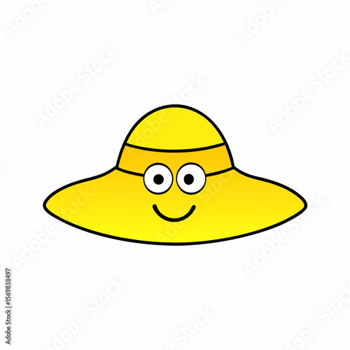 Yellow Sunhat with Flower and Friendly Face Vector