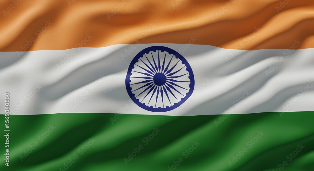 Naklejka premium Indian Flag Waving in the Wind