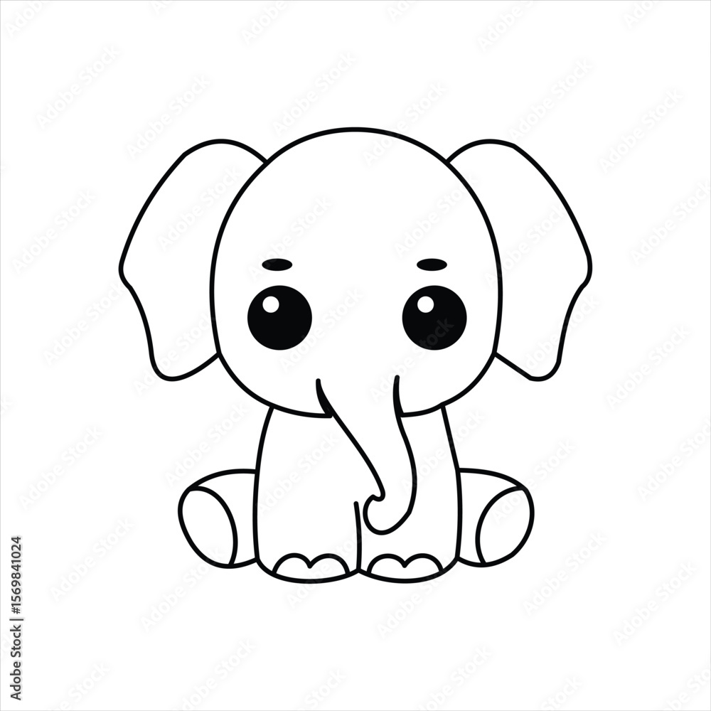 Fototapeta premium Elephant Line Style Vector