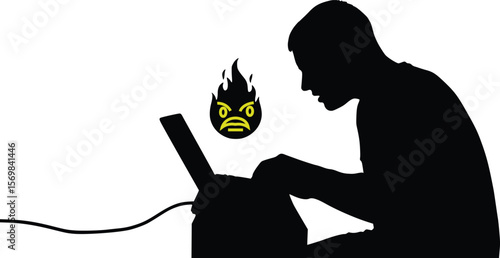 Keyboard Warrior Silhouette - Angry Online Crusader