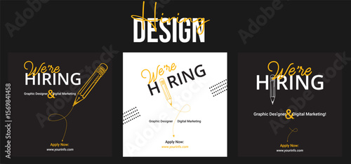 We are hiring job vacancy social media post banner design template with red color. We are hiring job vacancy square web banner design. Employee vacancy announcement. Illustration isolated 