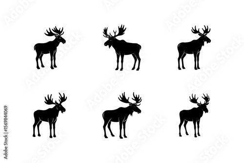 silhouette moose standing tall vector illustration