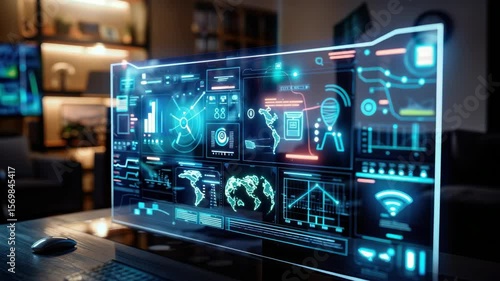 Wallpaper Mural Futuristic digital interface on computer screen Torontodigital.ca