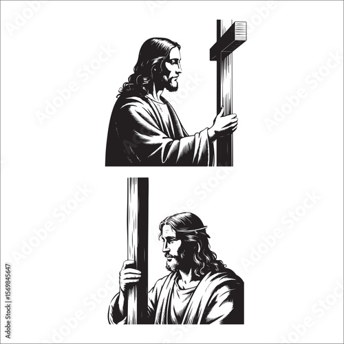 Jesus Christ Crucifixion and Cross Silhouette Vector Set Religious Faith & Easter Symbols
Black Cross & Crucifix Icons Collection Christian Religion, Faith, and Spiritual Art
Holy Crosses and Jesus