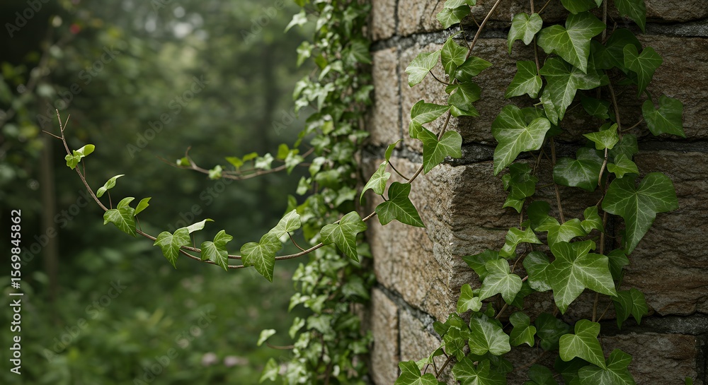 Fototapeta premium Ivy Growing on Stone Wall