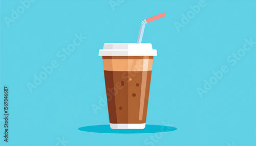 A refreshing iced coffee beverage with a straw, ready for consumption.